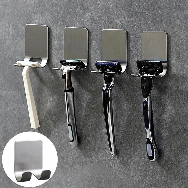 Punch-free Razor Holder Stainless Steel Storage Hook Gadgets Multi-purpose Bathroom Wall Men Shaving Shaver Shelf Sticky Hanging