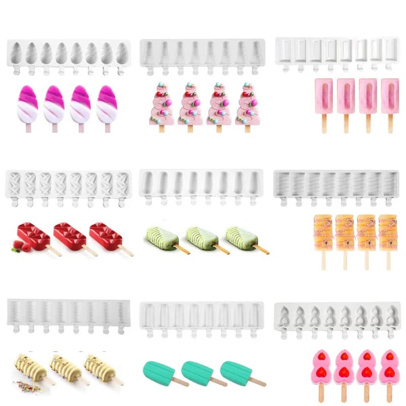 Stampo per gelato in Twill scanalato in Silicone Multi stile stampo per gelatina di cioccolato congelato scatola per ghiaccioli con diamanti decorazioni per torte Set regali