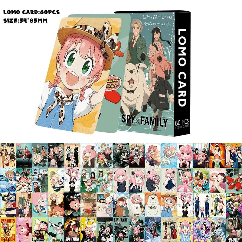 60PCS Spy x Family Anime Double-sided LOMO Cards Boxed Photo Cards Set with Greeting Photocards Collectible Merch Gift