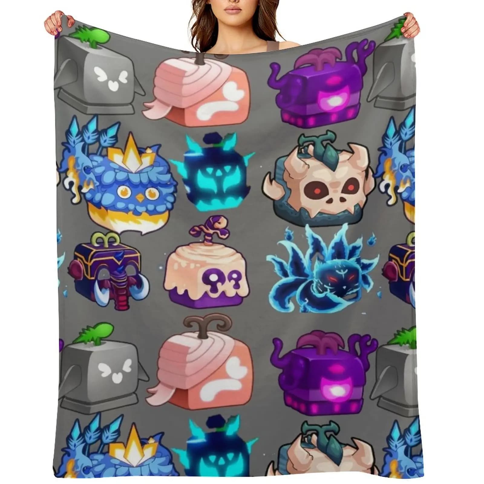 ???blox? fruit?blox? fruit?blox? fruit?blox? fruit??? Throw Blanket Bed covers Thermals For Travel Thermal Decoratives Blankets