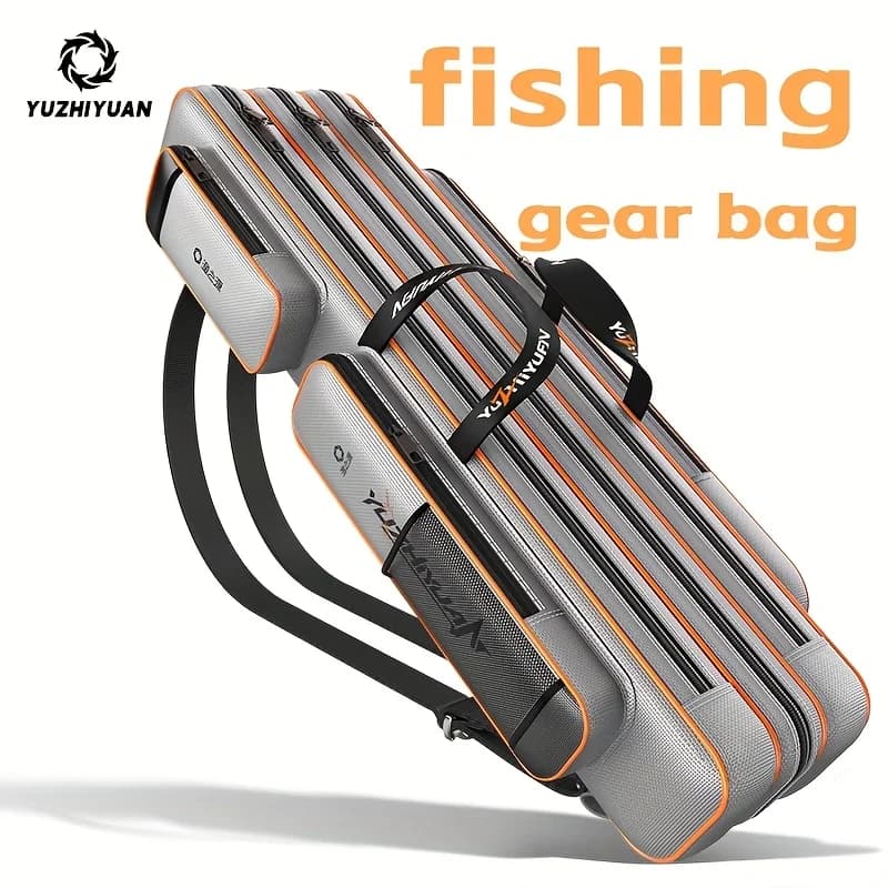 Yuzhiyuan Fishing Bag, Large Capacity Multi-Layer Tackle Storage with Steel Edge & Metal Zipper, Lightweight Portable Rod Case