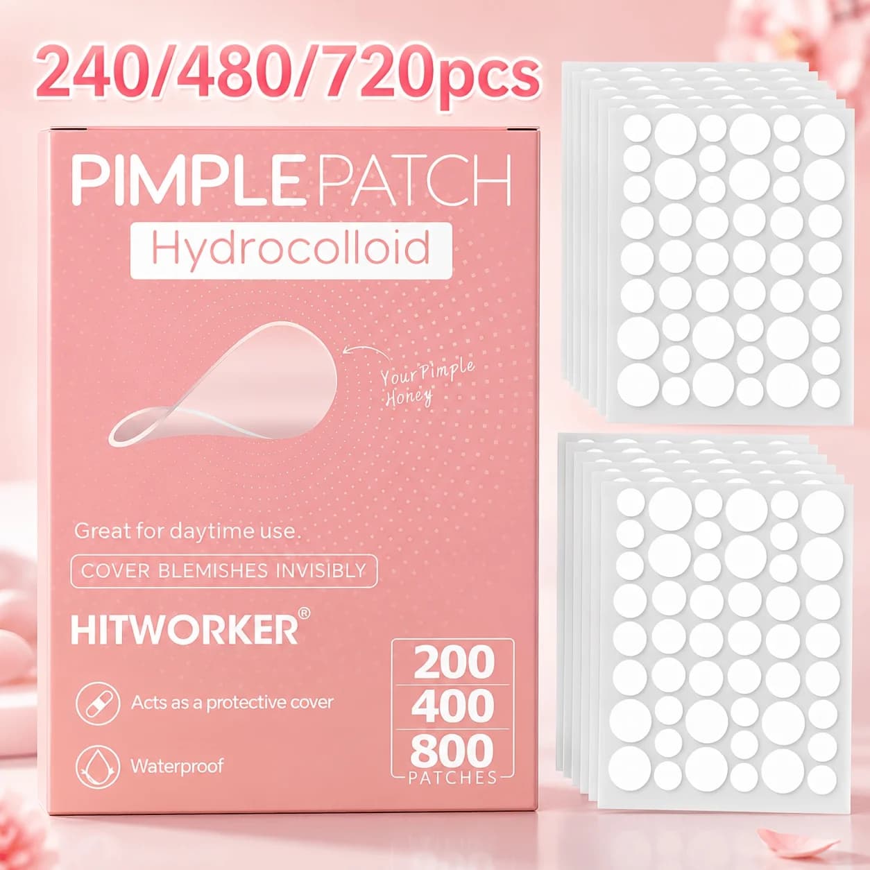 240/480/720pcs Hydrocolloid Blemish Cover Patches, Tea Tree Oil Spot Stickers, Invisible Look Face Patches For Daily Beauty Rout