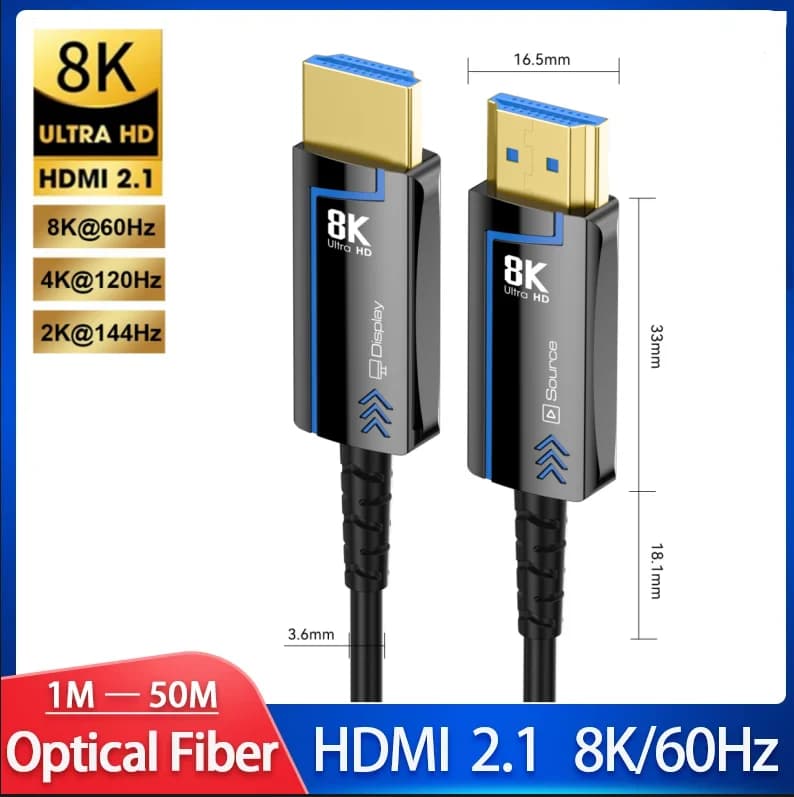 8K HDMI 2.1 compatible fiber optic cable 8K 60Hz 4K 120Hz HDR10 + HDCP eARC for portable HDTV TV box PS4 PS5
