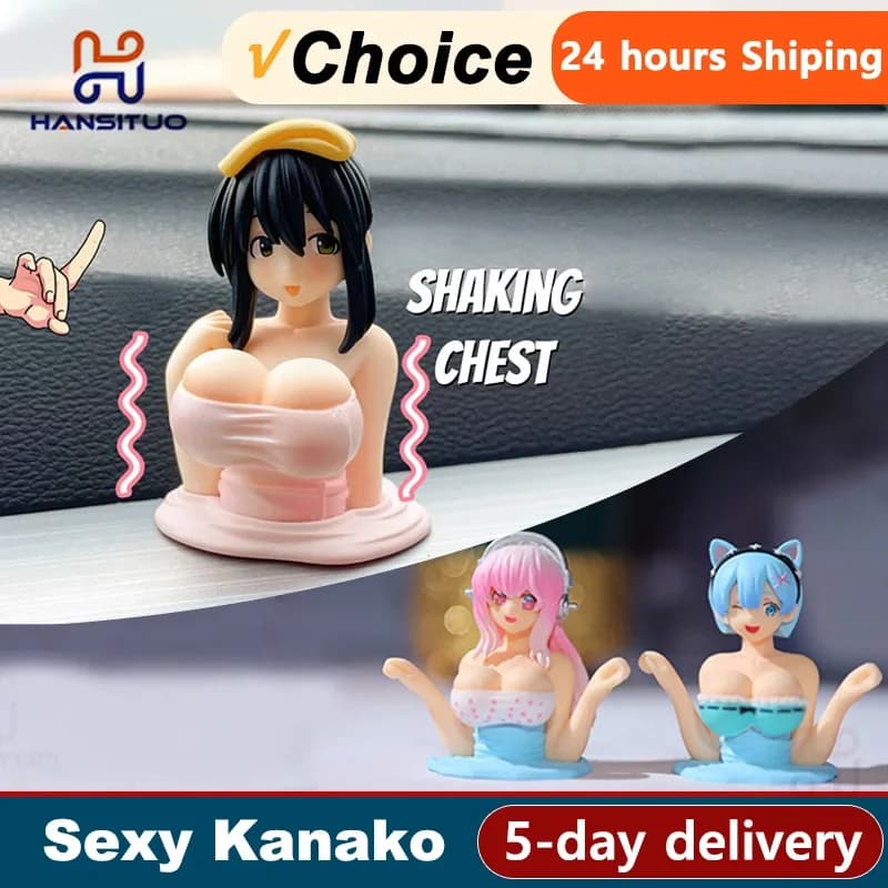 Sexy Kanako petto che scuote ragazze ornamenti per auto cartone animato Kawaii Anime statua cruscotto per auto bambola sexy figurine decorazioni per auto carine