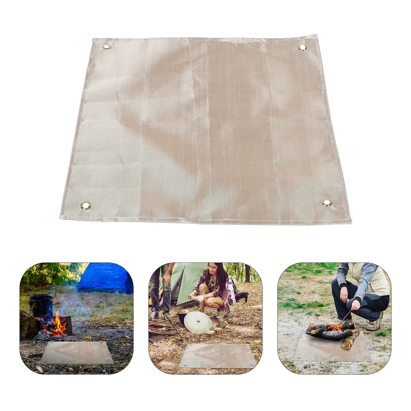 Tappetino da Campeggio Esterno Ignifugo, Coperta Termoisolante Pieghevole Impermeabile per Braciere e Barbecue