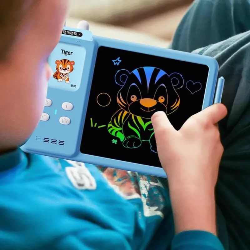 Tavoletta da disegno con scheda flash parlante Tavoletta da scrittura per bambini ricaricabile con schede flash parlanti Doodle per bambini di 3-8 anni