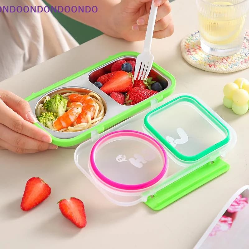 304 Stainless Steel Compartment Student Lunch Box Office Worker Sealed Light Food Salad Lunch Box Outdoor Camping Fruit Box