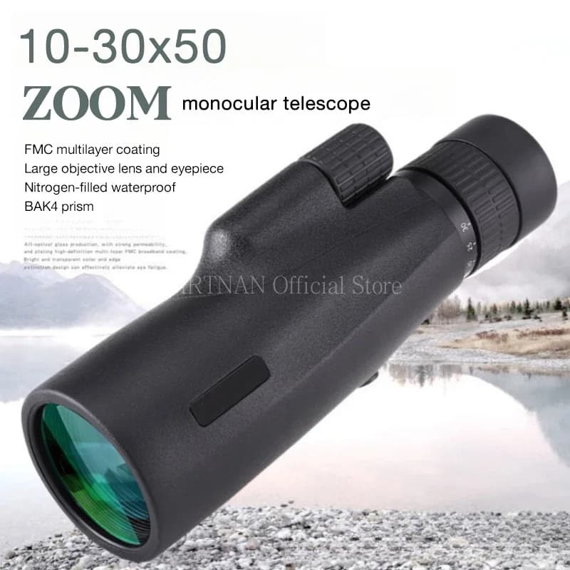 10-30x50 Zoom HD Telescopio Monoculare da campeggio Potente a lunga distanza con treppiede Clip per telefono per guardare binocoli da caccia per uccelli