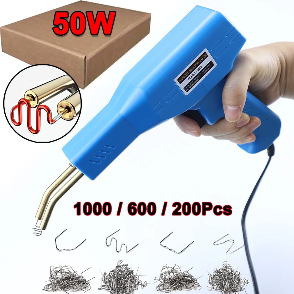 Kit saldatore per riparazione saldatore in plastica da 50 W, pistola per saldatura con cucitrice a caldo, kit di riparazione per paraurti auto per la maggior parte dei plastici