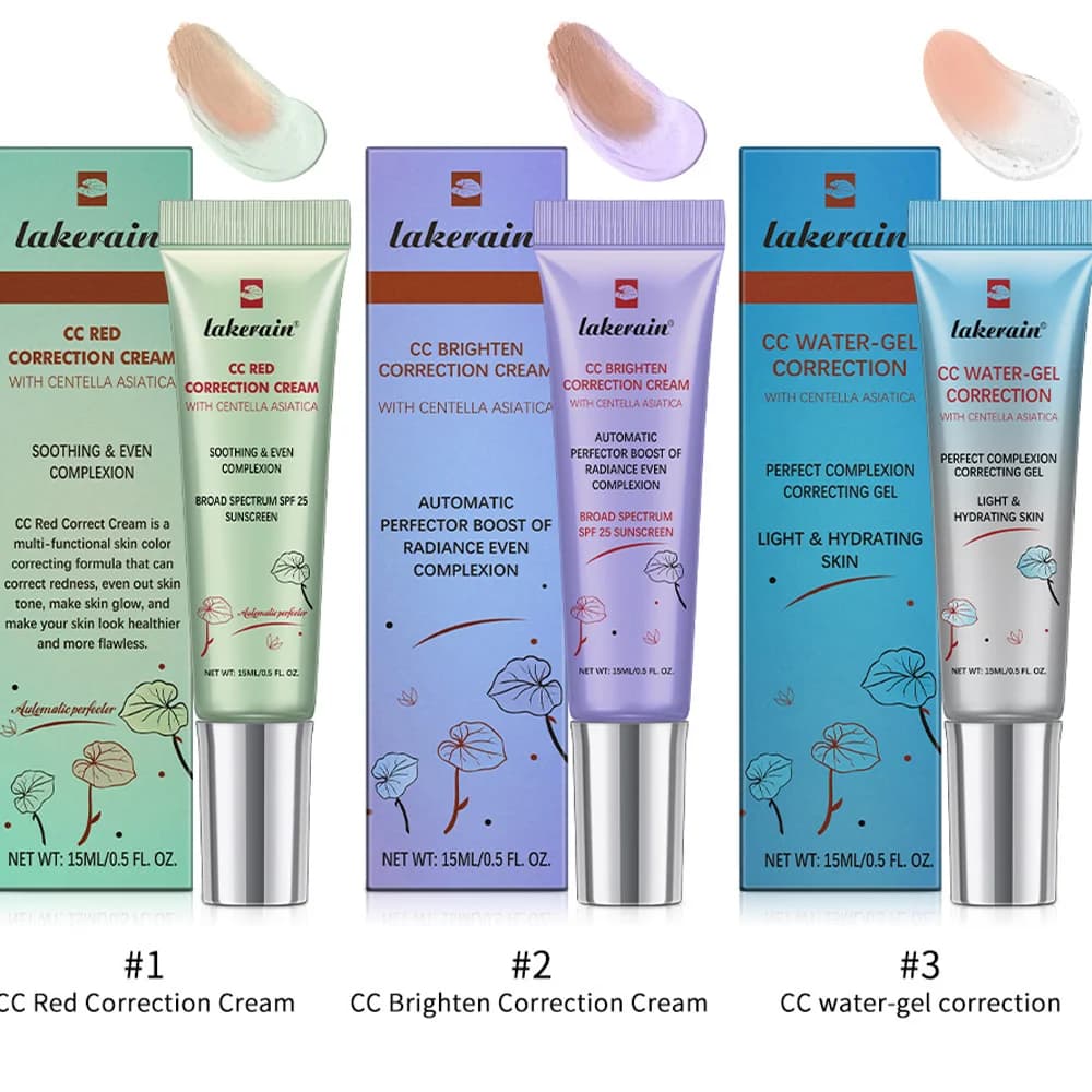 3pcs CC Cream Color Changing Liquid Foundation Centella Korean High Coverage Cream for Face Base Makeup