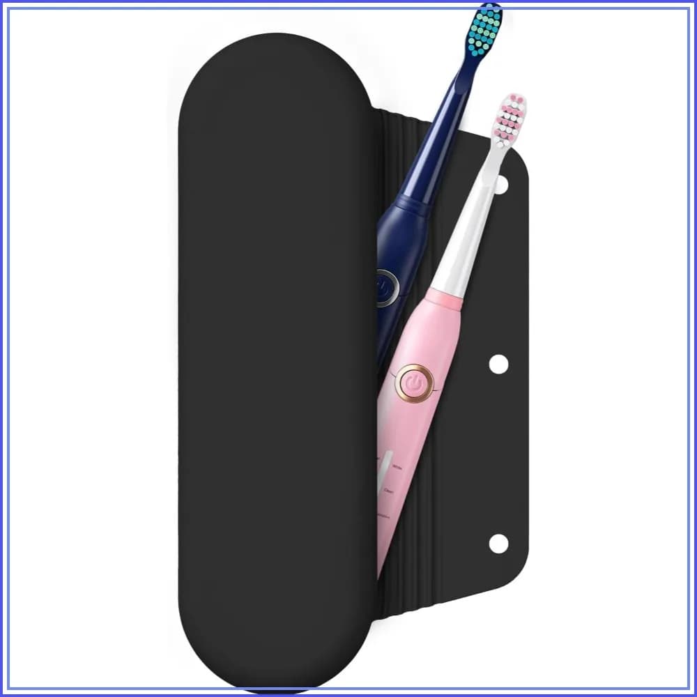 Silicone travel case for electric toothbrush, manual toothbrush case for men and women, travel support, gym, suitable for most manual and electrical brushes - Black
