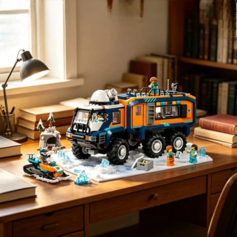 60471 Bandai Arctic Explorer Science Truck 1064 pezzi di mattoncini 5 minifigure Regalo per feste e raduni compatibile con i mattoncini LEGO
