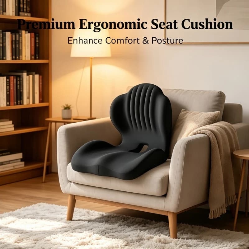 Memory Foam Lumbar Support Cushion Ergonomic Back Pain Relief for Office Chair Car Seat Long Sitting Comfort Home Use