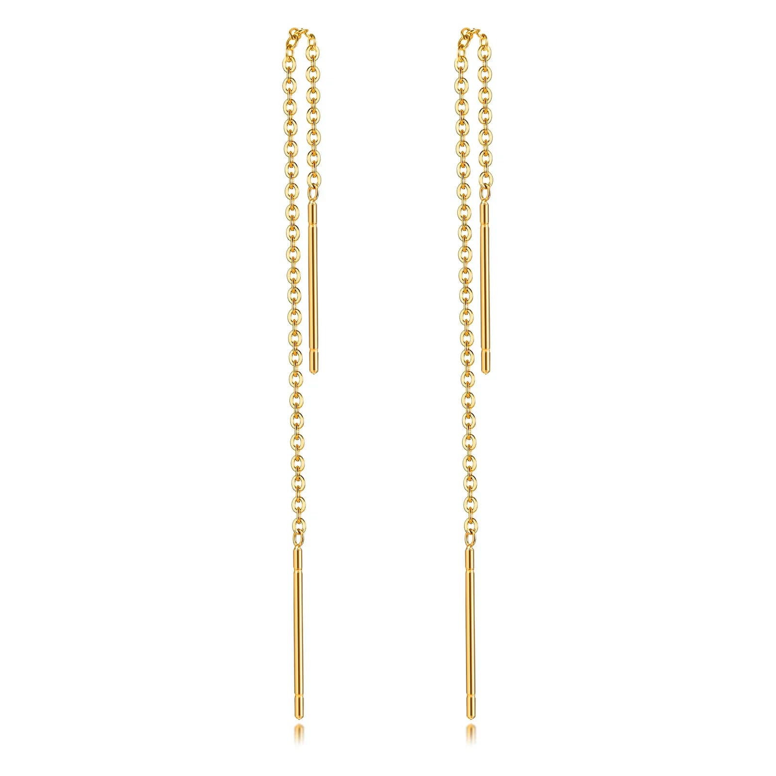 Long Threader Earrings for Women, Thin Linear Earring,Stainless Steel Chain Drop Ear Line , Fashion Korean Jewelry