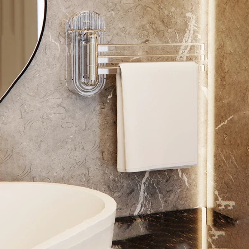 Portasciugamani rotante a ventosa, portaoggetti multipolare non perforato per bagno, portasciugamani in tessuto montato a parete da cucina