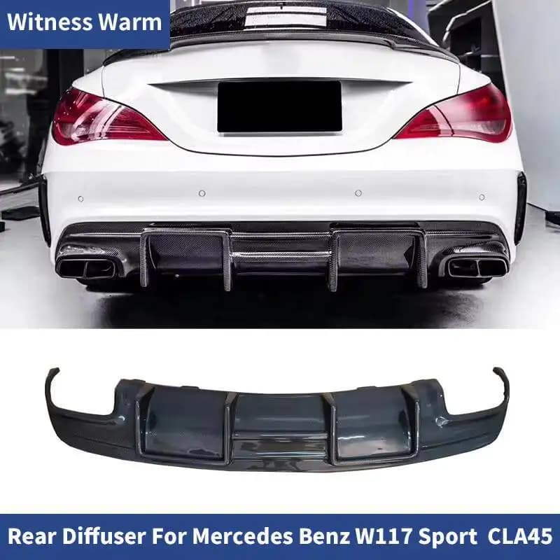 Carbon fiber rear spoiler diffuser for Benz Class Cla W117 Cla200 Cla250 Cla260 Cla45 2014-2019 Frp with 4 output exhaust