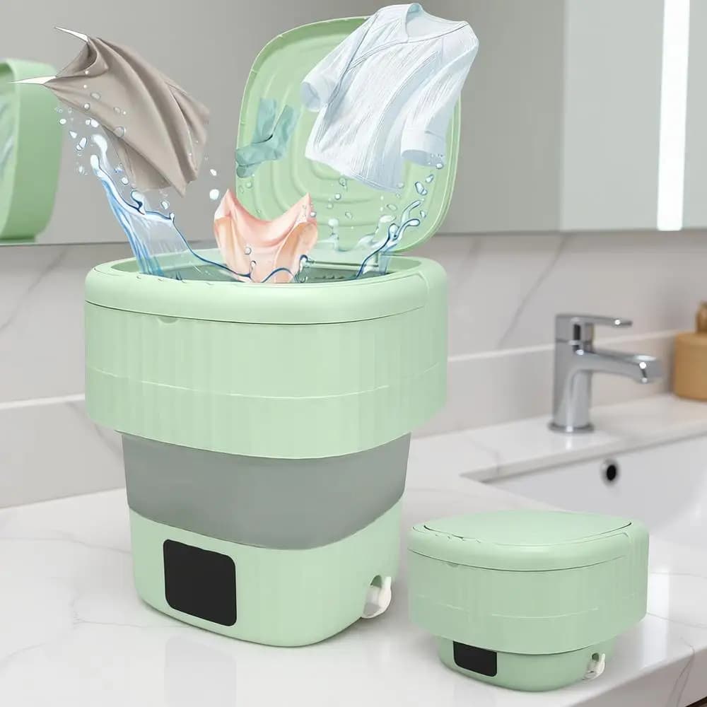 Portable Washing Machine, 9L, 3 Cycles, Disinfection with Blue Light, Ideal for Underwear, Socks, Children's Clothes, Foldable, Space Saving