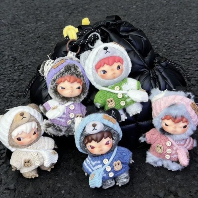 Set di Vestiti per Bambole Hirono: Maglione, Sciarpa e Cappello per Skullpanda 15/17cm e Labubu 3.0, Accessori per Outfit