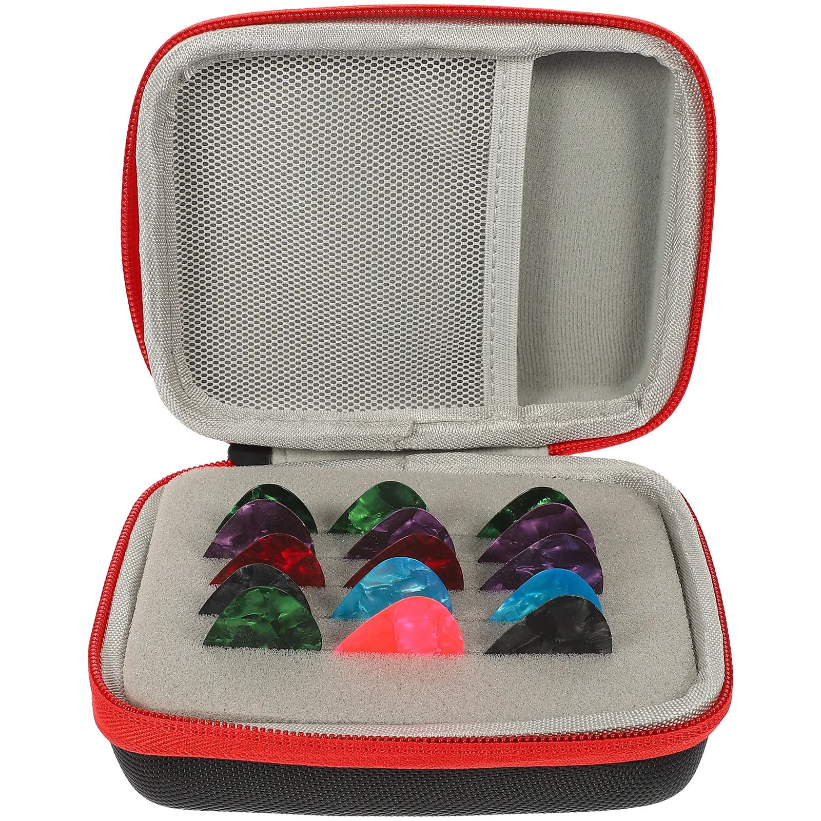 1 set di supporti per plettri per chitarra, custodia organizer in plastica resistente per plettri, per strumenti a corda elettrici folk, borsa portaoggetti per chitarra
