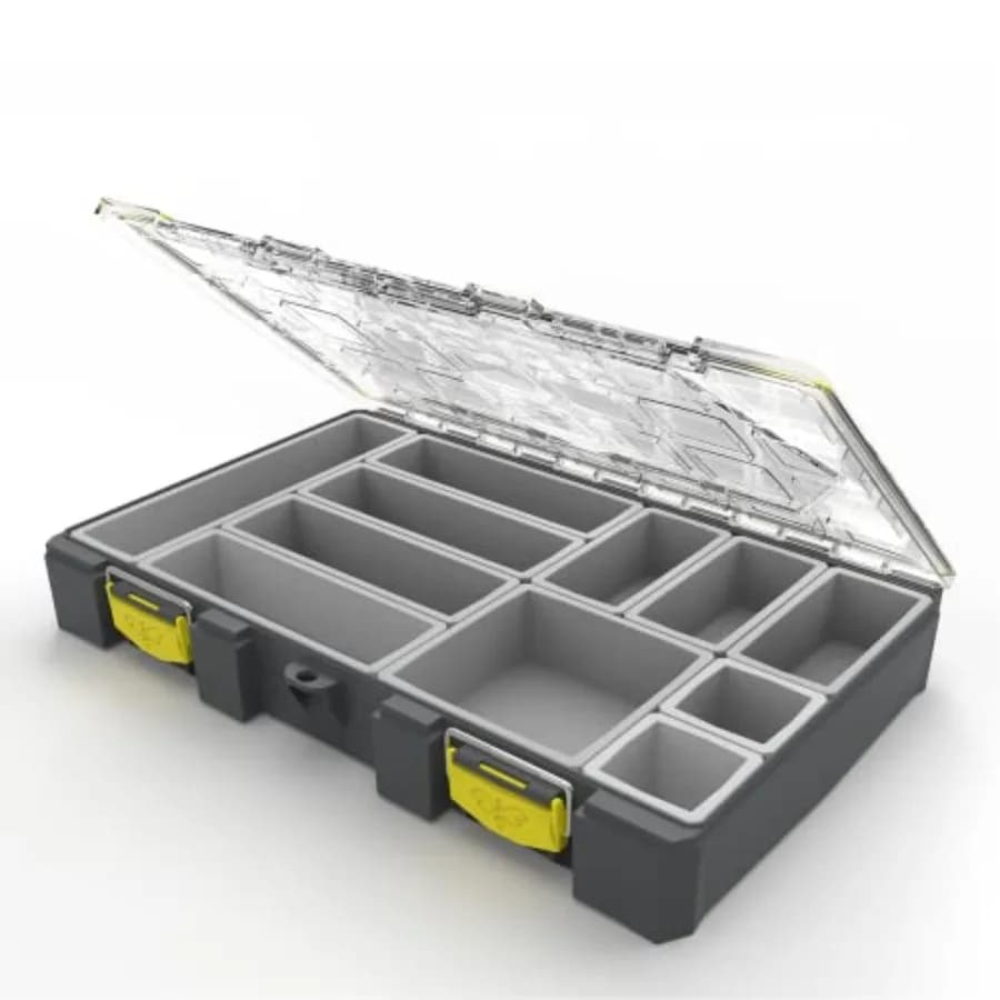 Colony 28 Custom Modular Box Waterproof, Plastic Container for Organization, Salt Water Fishing Equipment Box, Box Holders Grigia and Yellow