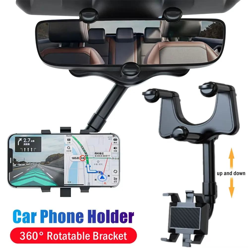 Support for phone rearview mirror for auto adjustable 360 ° Support for mobile phone retractable Clip for phone Support GPS Support for mobile phone