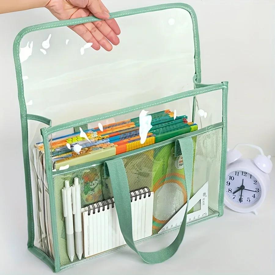 1 large waterproof transparent portable folder, expandable bag for document storage, self-adhesive PVC document holder bag for