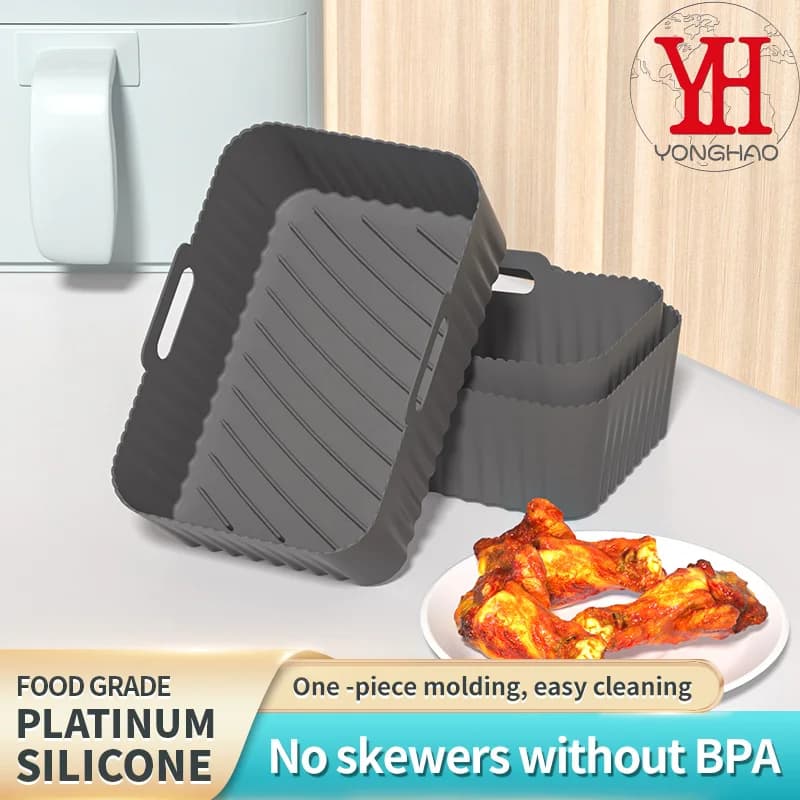 24 CENTIMETRI Rettangolare In Silicone Airfryer Cestino Vassoio Antiaderente Riutilizzabile Friggitrice Ad Aria Pentola Fodere Forno A Microonde Accessori Da Cucina