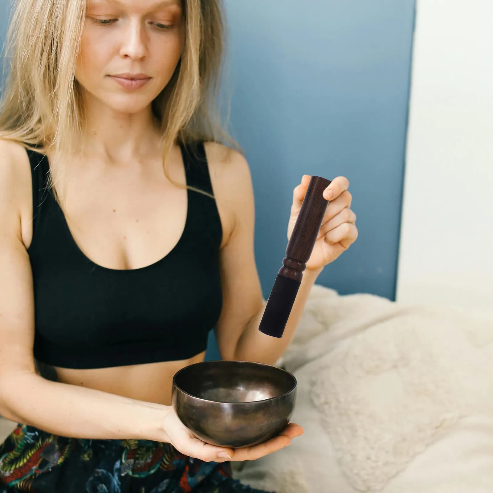 2Pcs Buddha Sound Bowl Mallet Lightweight Wooden Tibetan Singing Bowl Striker Meditation Accessory for Yoga Relaxation