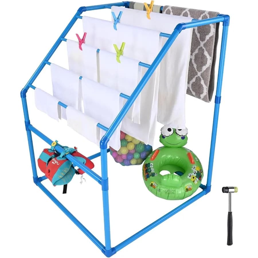 Free Standing Pool Towel Rack Blue