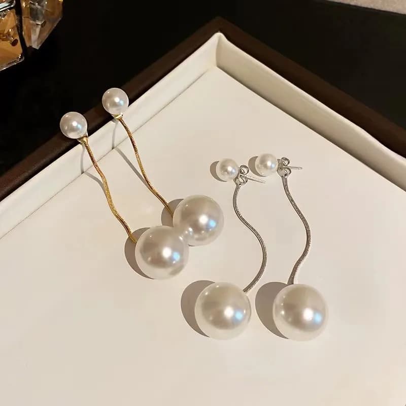 925 Silver Needle Korean Fashion Pearl Earrings Women's Korean Long Tassel Earrings Jewelry Yiwu Stall Supply