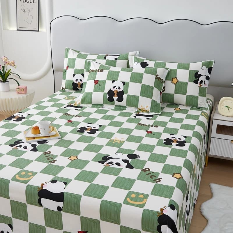 Lenzuolo in cotone 100% cartone animato Panda animali stampati lenzuola matrimoniali per ragazze ragazzi bambini biancheria da letto matrimoniale King Size singola