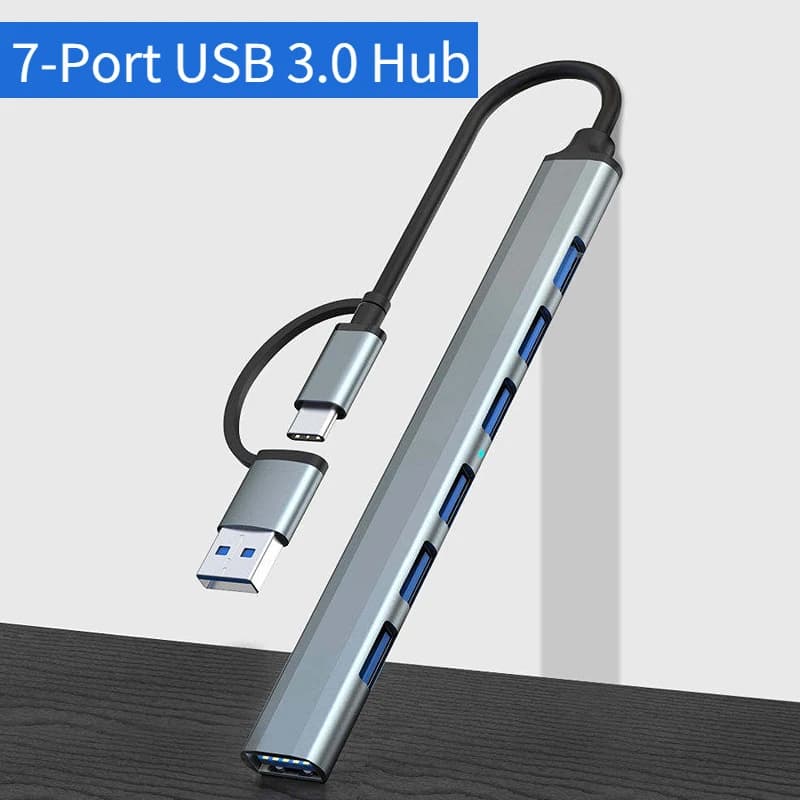 7 porte USB 3.0 Tipo C HUB Espansore Splitter Adattatore OTG ad alta velocità Docking Station per laptop Disco rigido Mouse Tastiera
