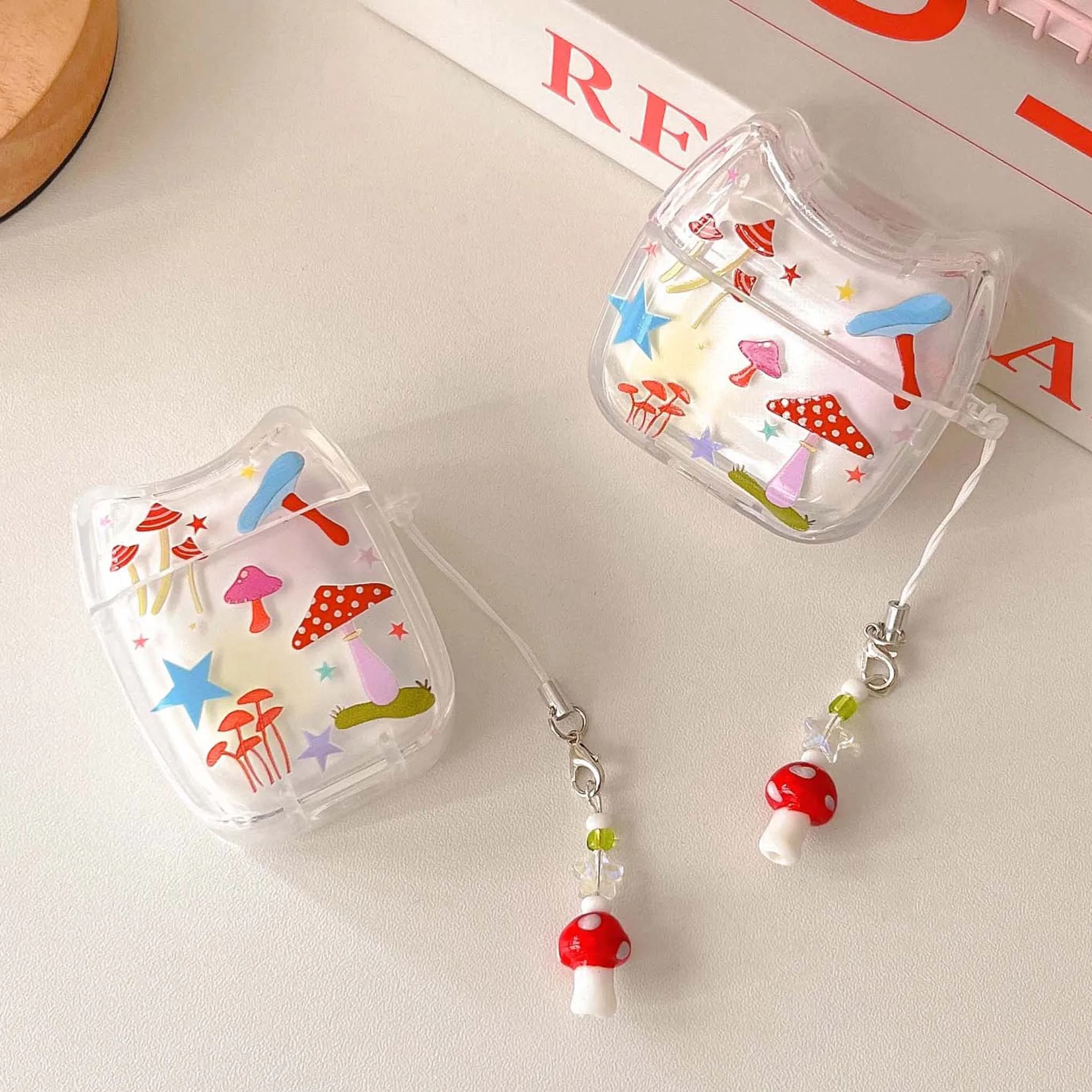 Mushroom colorful stars ins cat earphone case for apple airpods 3 pro 2nd 2 1 wireless bluetooth charging box cover