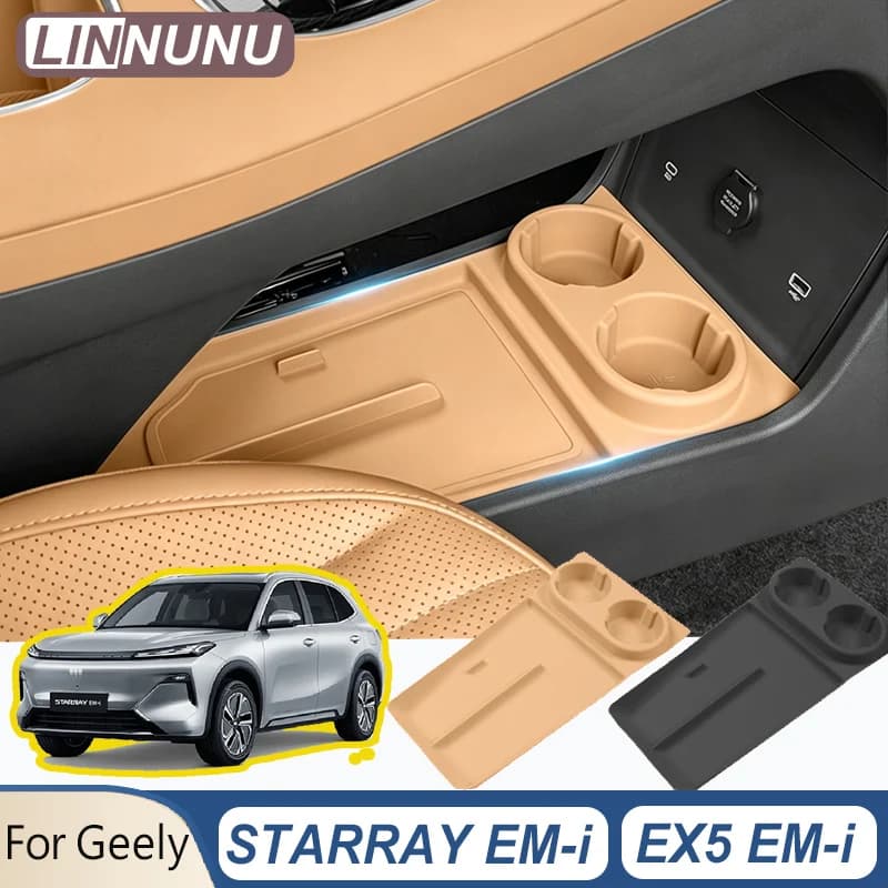 LINNUNU Silicone Car Center Console Lower Storage Box For Geely Starray EX5 EM-i 2026 Starship 7 Organizer Interior Accessories