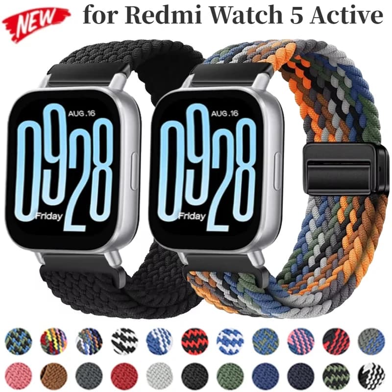 Cinturino magnetico in nylon per Redmi Watch 5 Cinturino per smartwatch attivo Bracciale intrecciato per accessori Xiaomi Redmi 5 Lite