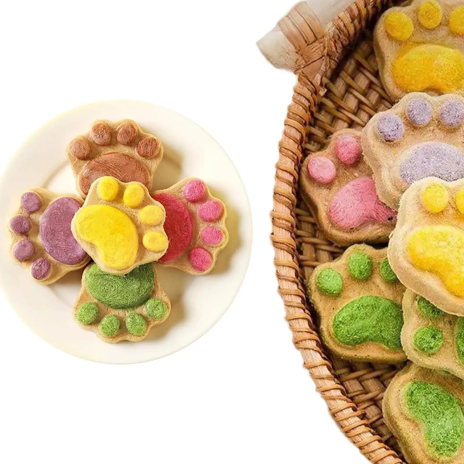 Snack per gatti a forma di zampa Snack per gattini secchi per interni Integratore per la pulizia dei denti Masticare per animali domestici per grandi piccoli premi felini Cura quotidiana