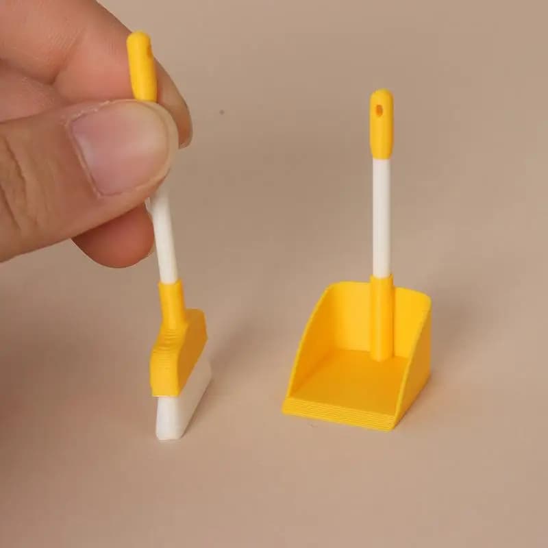 1Set 1/12 Mini Cleaning Tool Set Brush Dustpan Dollhouse Home Scene Decoration Toy