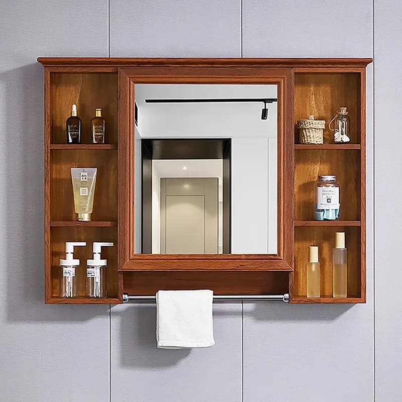 Bathroom mirror cabinet wall mounted toilet storage cabinet washbasin vanity mirror with shelf towel bar