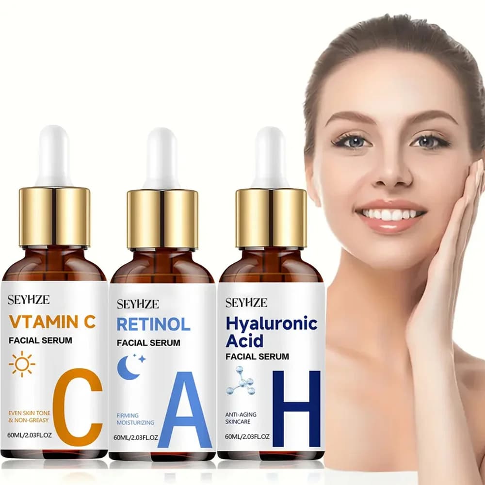 SEYHZE Day and Night Essence Set with Vitamin C + Retinol + Hyaluronic Acid with Collagen, Aloe Vera and Marshmallow for 48 Hydrating Hours