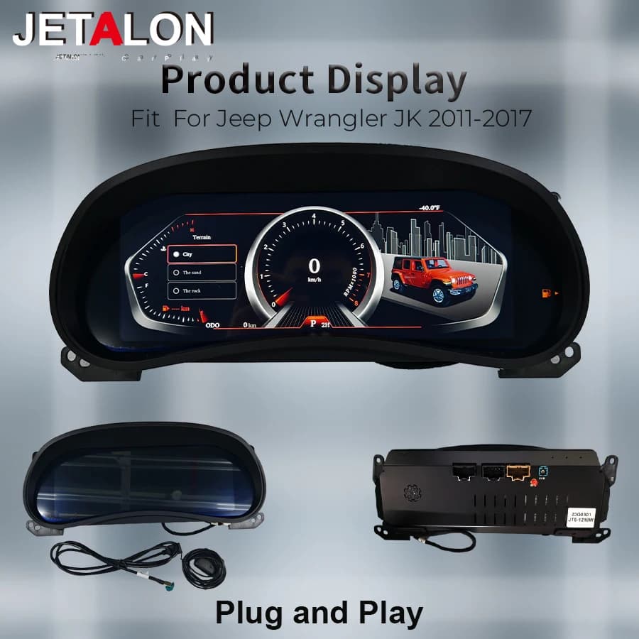 Smart Cluster Update For Jeep Wrangler 2011-2017 Carplay Tool High LCD Display Dasher Screen Tachymeter 12.3 Inch