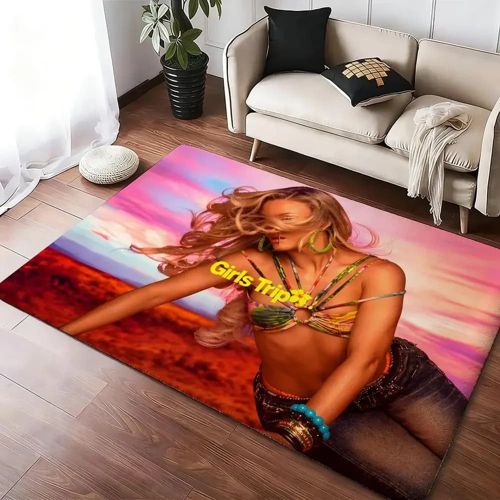 Singer Z-Zara Larsson Girls Trip Floor Mat Soft Thickened Absorbent Non-Slip Bedroom Living Room Door Mat Home Flannel Rugs
