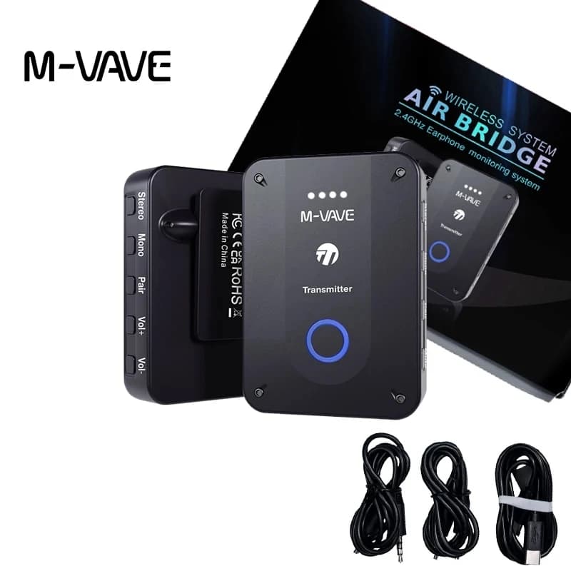 Wireless M Vave WP9 Auriculars for Dropshipping and Wholesale, Monitor with Transmitter and Receiver ISM 2.4GHz, Stereo and Mono Registration Support