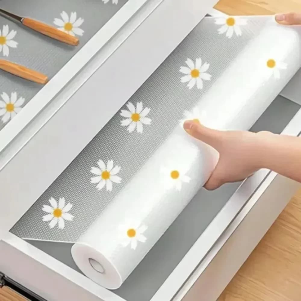 Tappetino Riutilizzabile in EVA a Forma di Margherita per Cassetti, Antiscivolo, Impermeabile, Antipolvere, per Frigorifero e Cucina