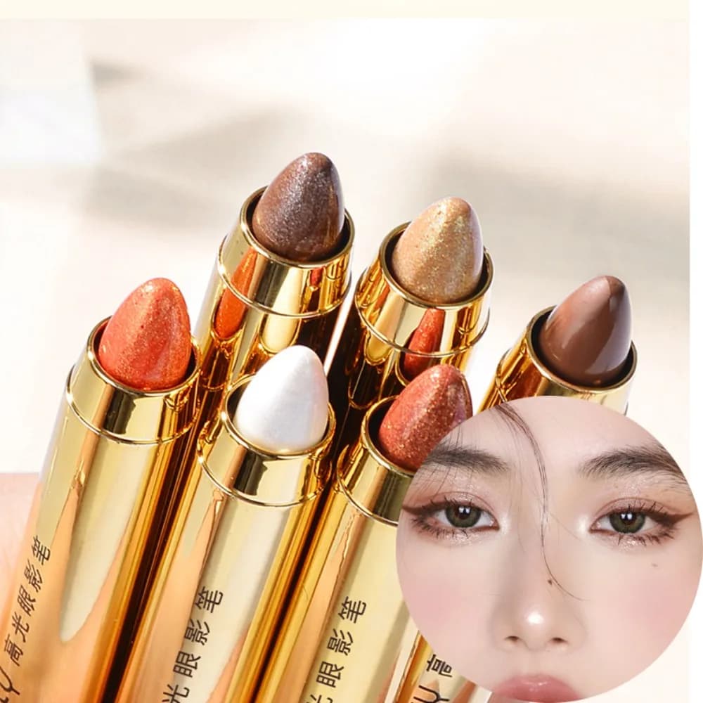 Matita Ombretto Doppia Punta Glitter Lunga Durata, Penna Ombretto Opaca Impermeabile Effetto Lying Silkworm, Cosmetico Trucco