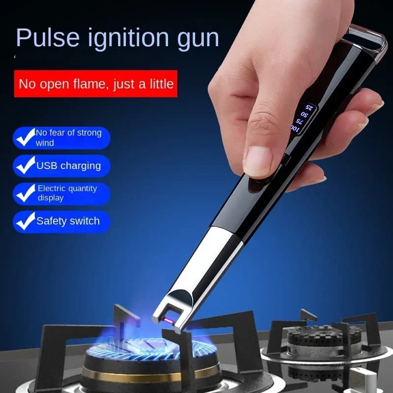 Windproof lighter, USB rechargeable arc lighter, electronic lighter for gas stoves and candles, kitchen accessories and outdoor camping for man