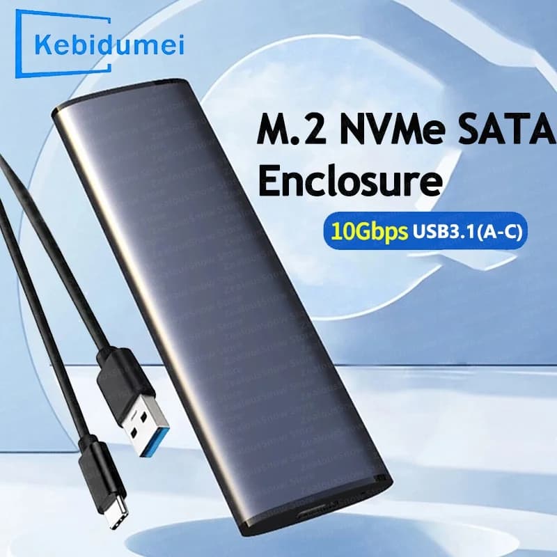Custodia SSD M2 NVMe SATA Doppio protocollo 10Gbps Tipo C USB 3.1 2230/2242/2260/2280 Custodia SSD esterna portatile in lega di alluminio