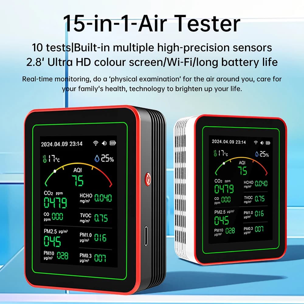 Multifunctional Digital Air Quality Monitor CO2 CO TVOC HCHO PM Meter Digital Temperature Humidity Tester Home Air Detector New