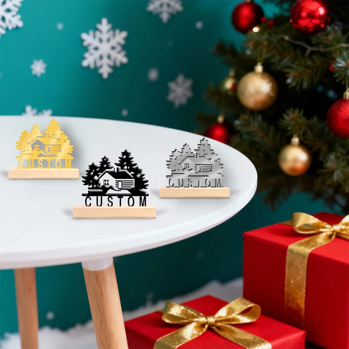 1pc Metal Desktop Decoration Custom Name Equipped with A Wooden Base Art Decoration, Desktop Decoration