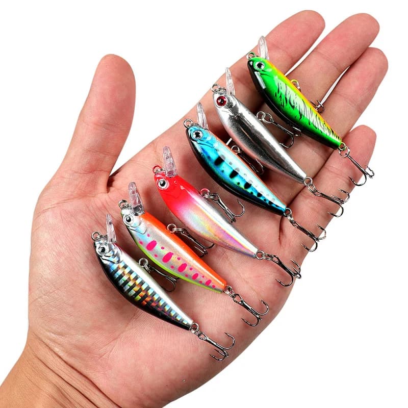 Esca Artificiale Stile Giapponese 6cm/6g, Minnow Affondante per Pesca in Mare e Acqua Dolce, Esca per Lanci Lunghi per Spigola e Persico
