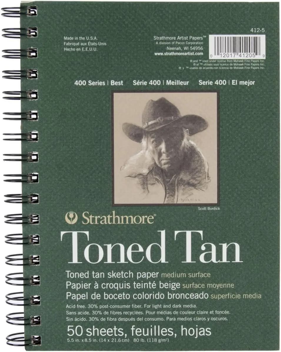Toned Tan Sketch Pad, 5.5x8.5 inch, 50 Sheets - Artist Sketchbook for Drawing, Illustration, Art Class